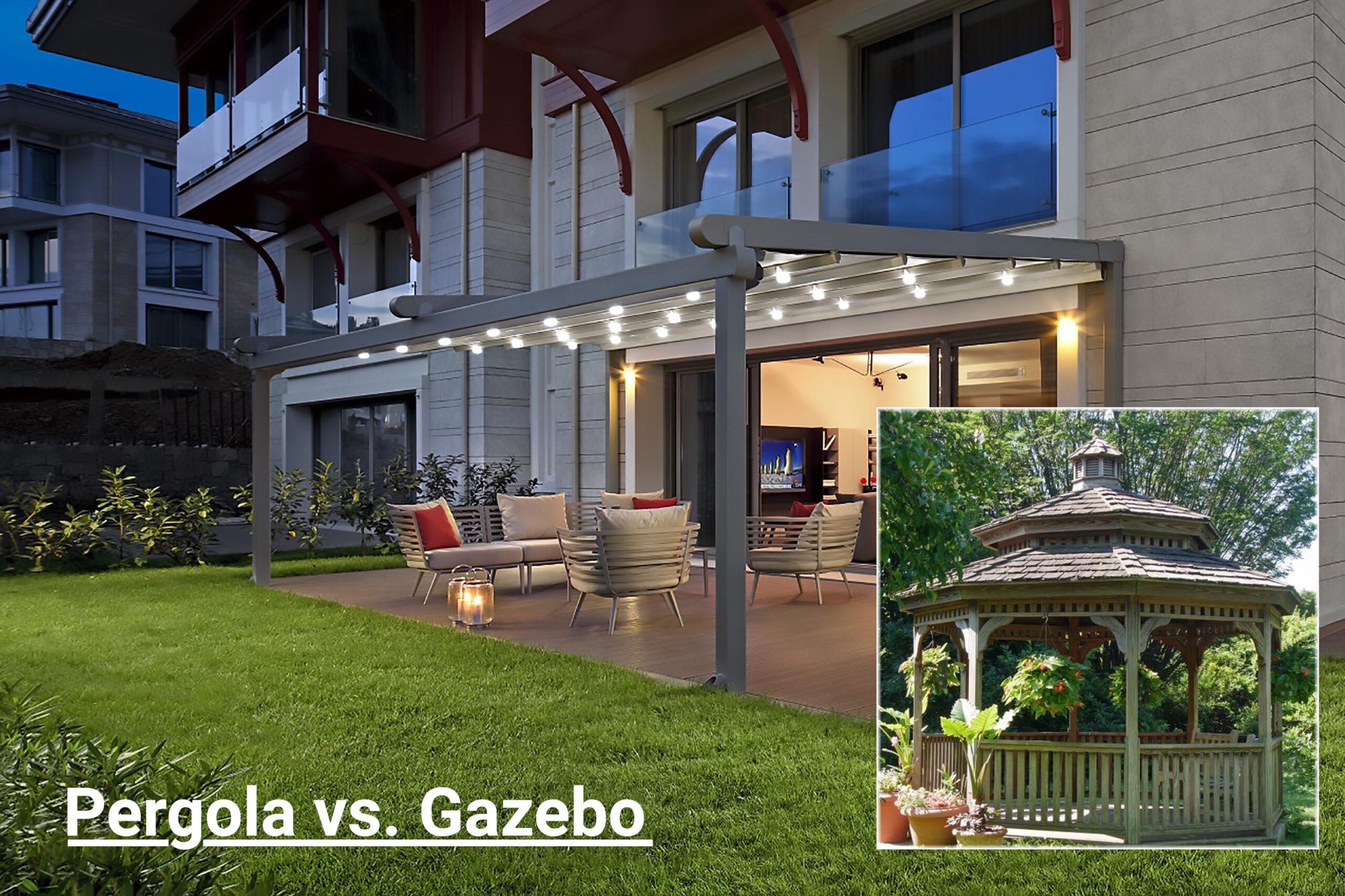 Pergolas vs. Gazebos Pergolas vs. Gazebos